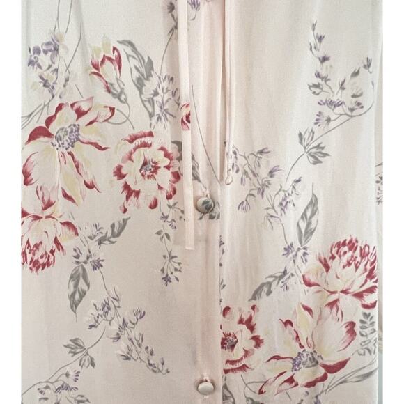 Vtg JCPenney Nylon Antron Peach Floral Full Length Gown Robe Made in USA Sz XS - Picture 6 of 10